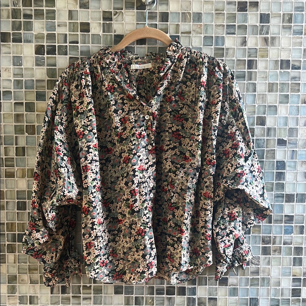 Doen Black and Red Blouse with Intricate Design